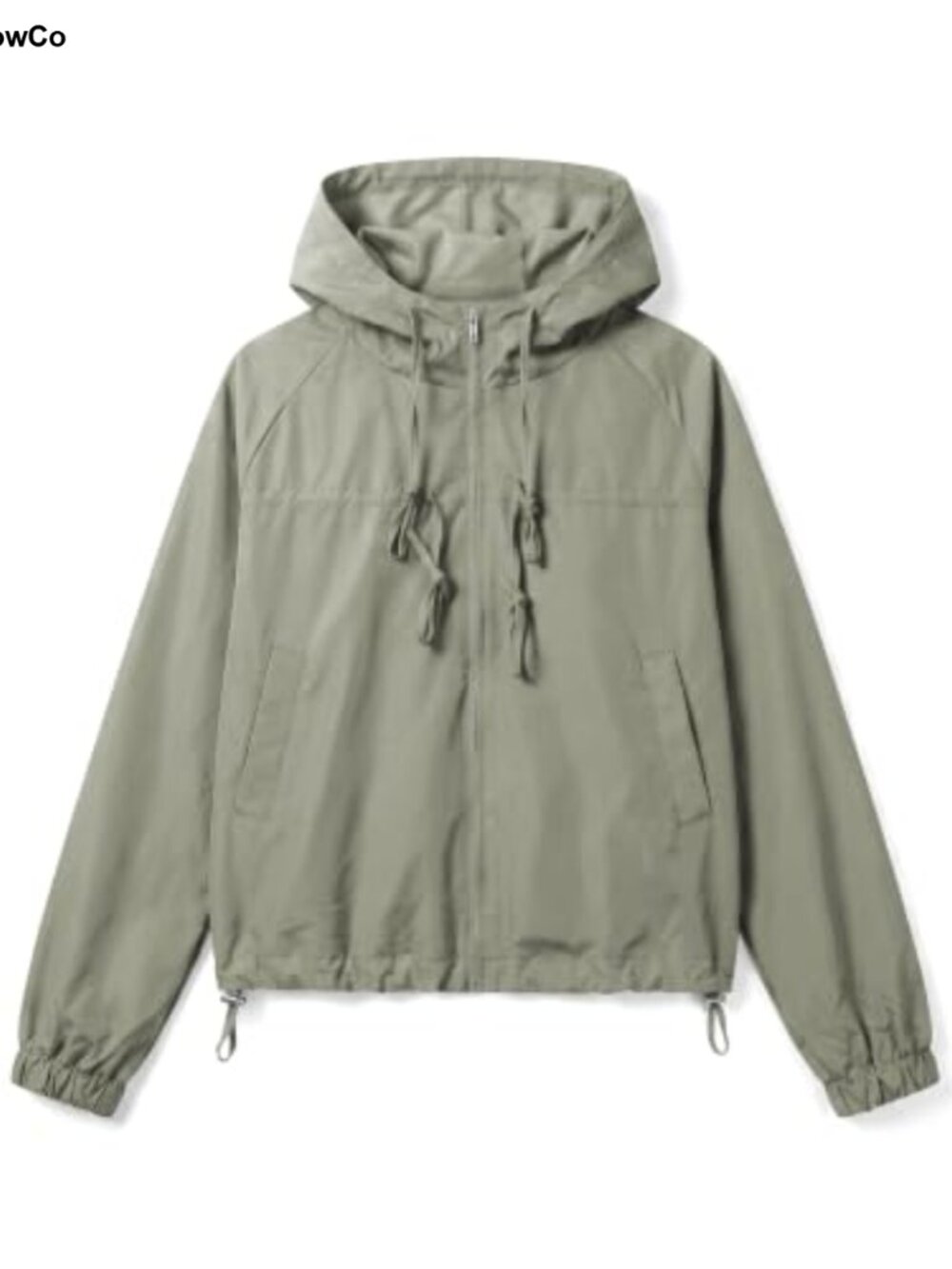 Women Zip Hoodie Gathered Casual Fall Coat with Pockets